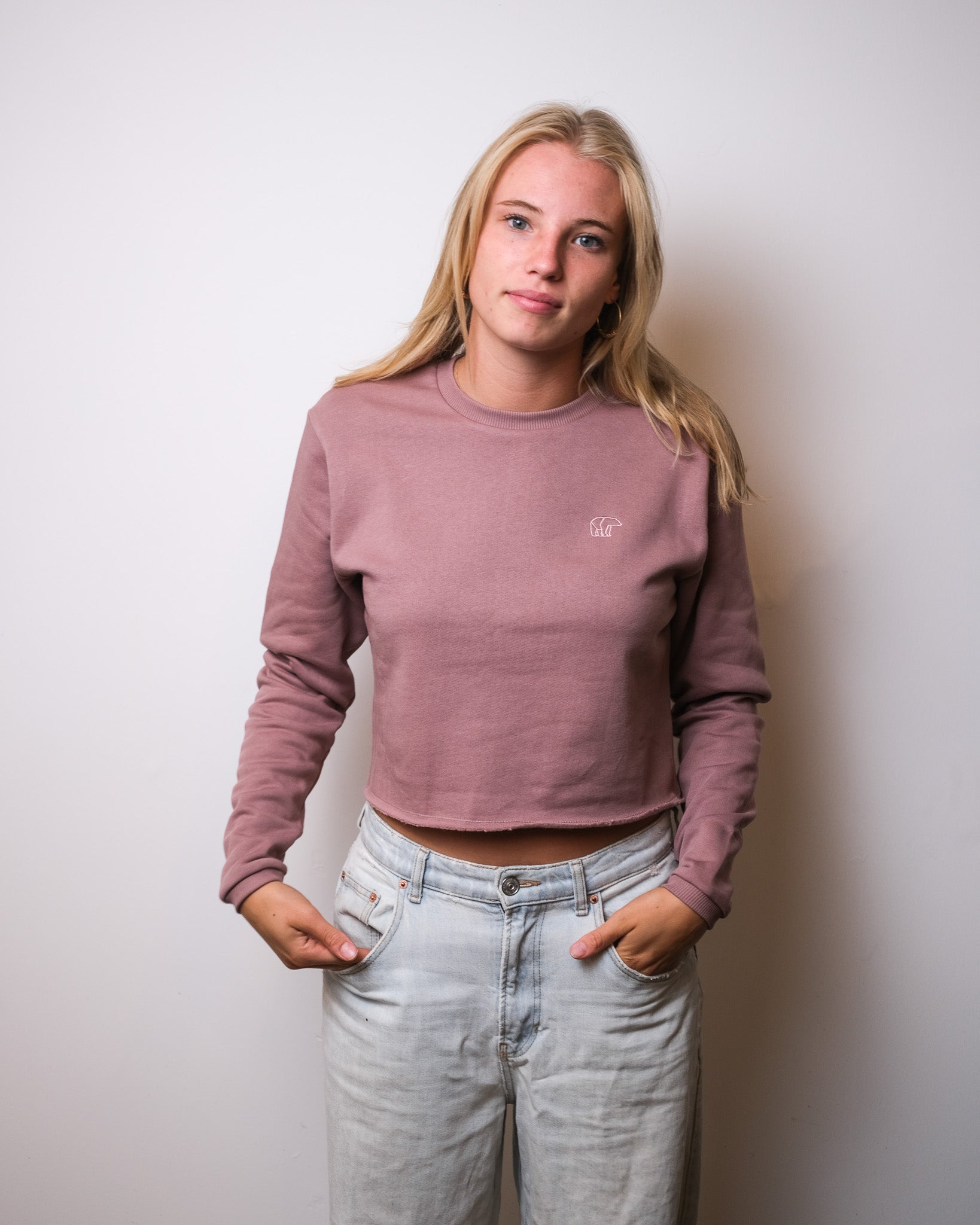 Cropped Bear Sweatshirt - Pink - BearMade - Made in Britain - 