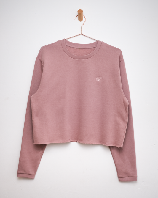 Cropped Bear Sweatshirt - Pink